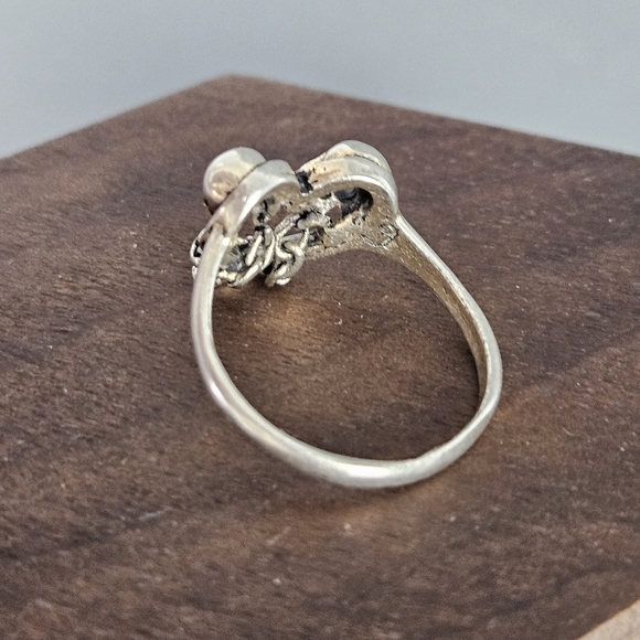 Two Skeleton Heart Silver Ring - Picture 4 of 7